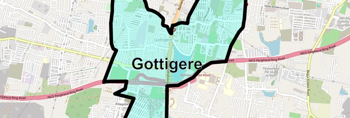 Location Map of Gottigere, Bangalore