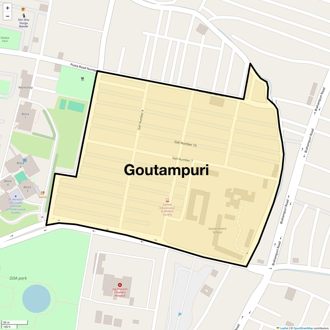 Location Map of Goutampuri, Delhi