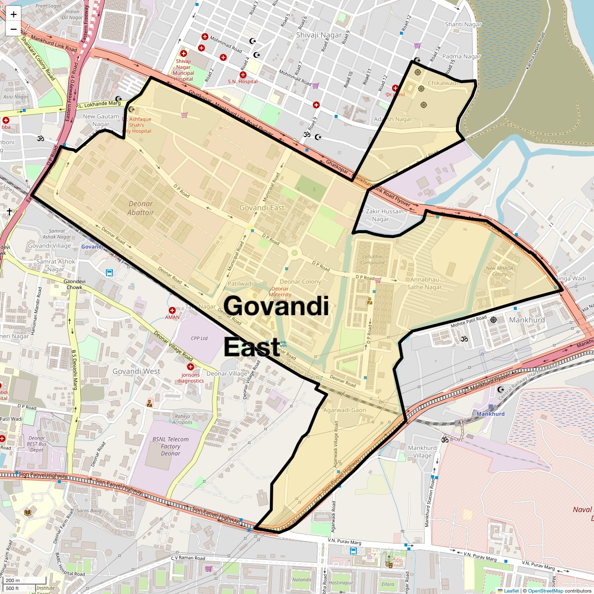 Location Map of Govandi East, Mumbai