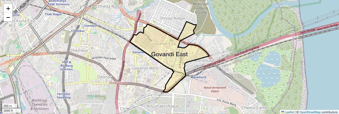 Location Map of Govandi East, Mumbai