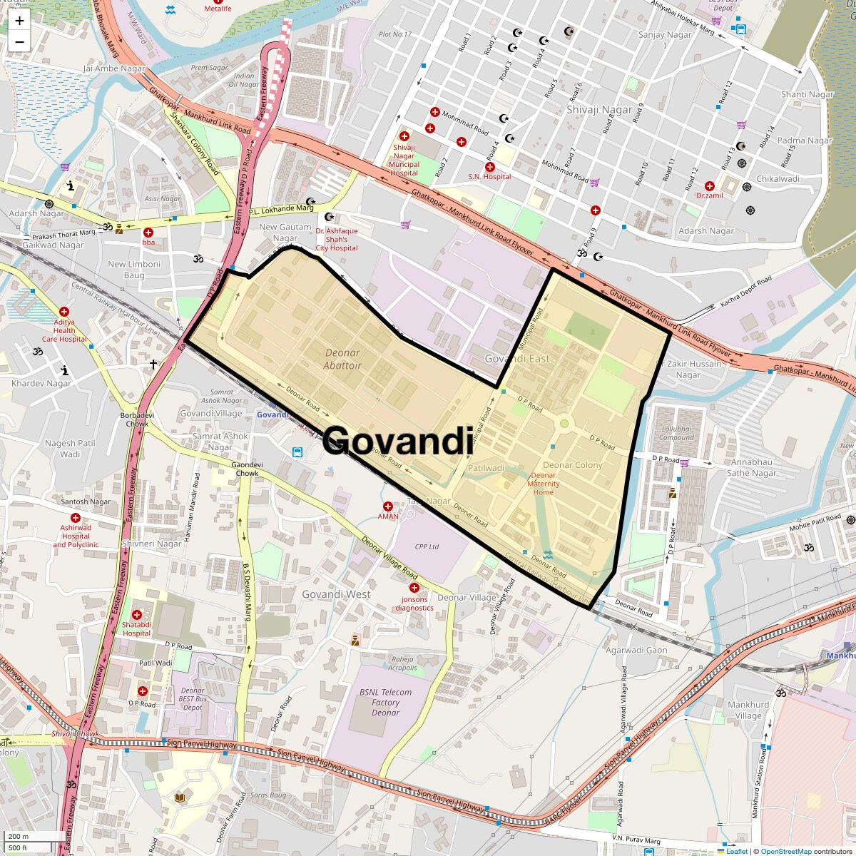 Location Map of Govandi, Mumbai