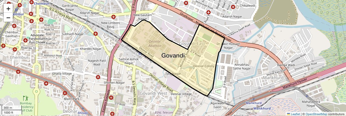 Location Map of Govandi, Mumbai