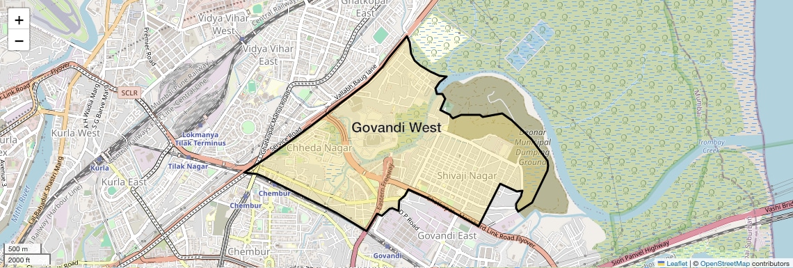 Location Map of Govandi West, Mumbai