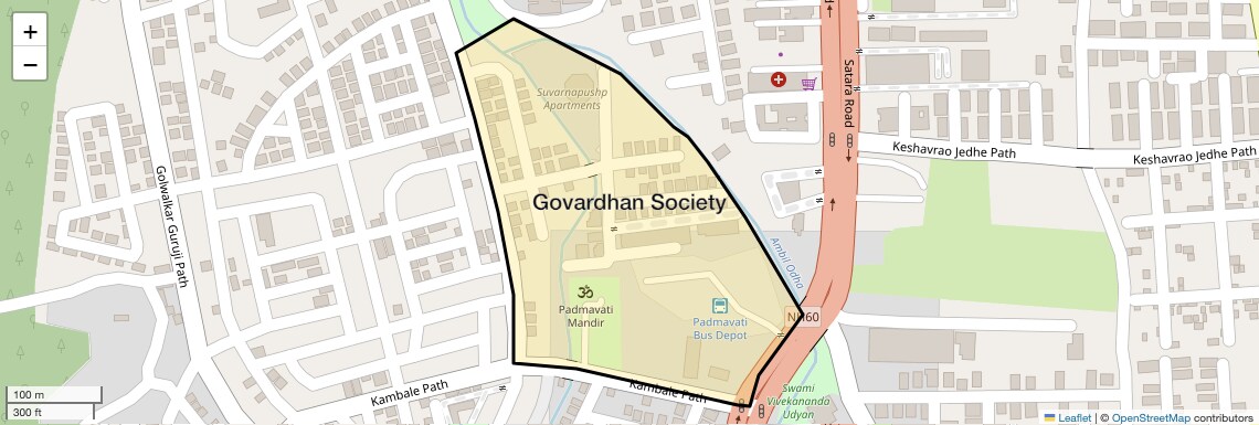 Location Map of Govardhan Society, Pune