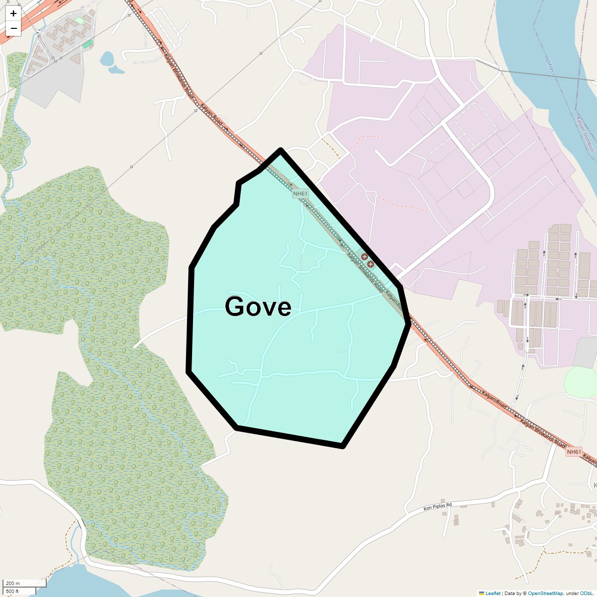 Location Map of Gove, Thane