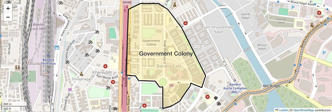 Location Map of Government Colony, Mumbai