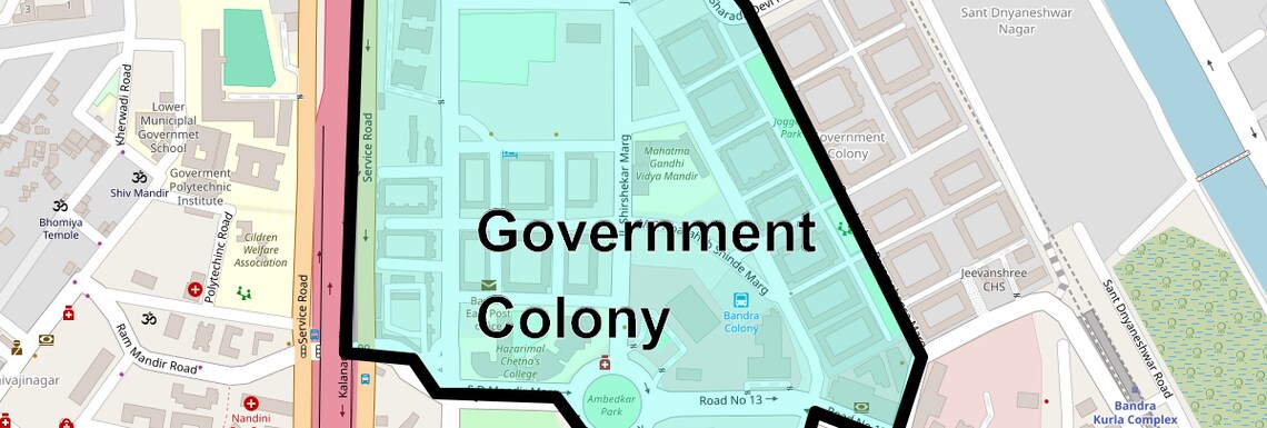 Location Map of Government Colony, Mumbai