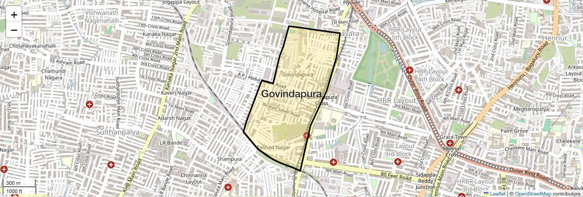 Location Map of Govindapura, Bangalore
