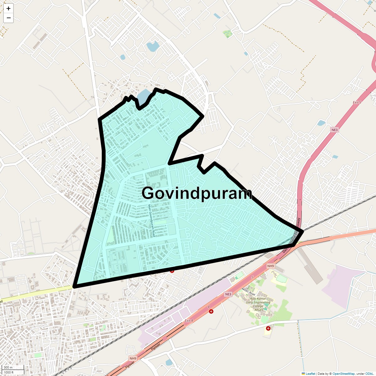 Location Map of Govindpuram, Ghaziabad
