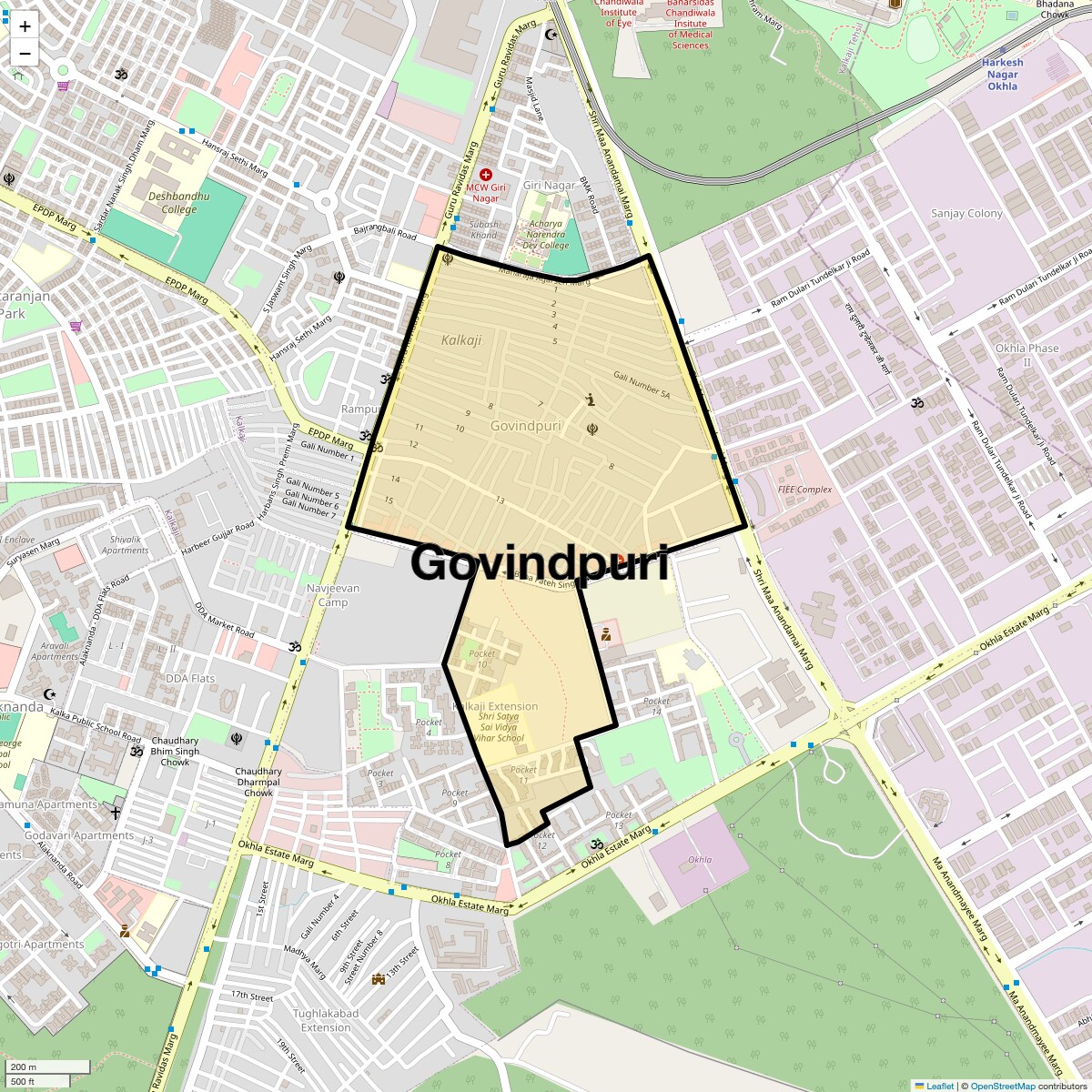 Location Map of Govindpuri, Delhi