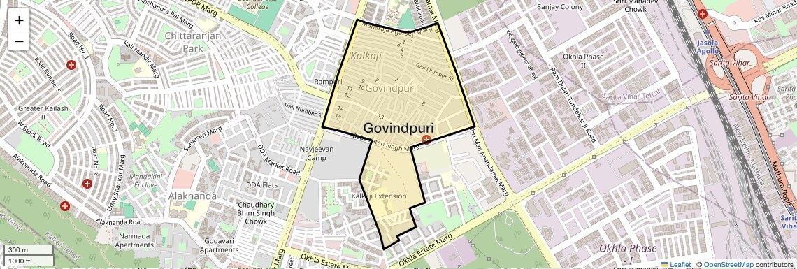 Location Map of Govindpuri, Delhi
