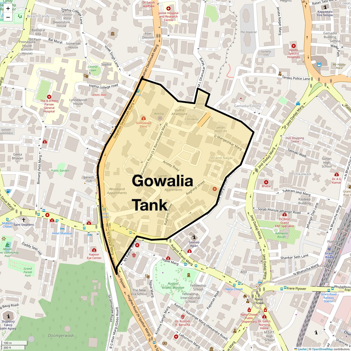 Location Map of Gowalia Tank, Mumbai