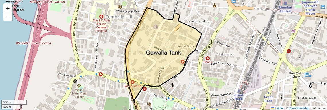 Location Map of Gowalia Tank, Mumbai