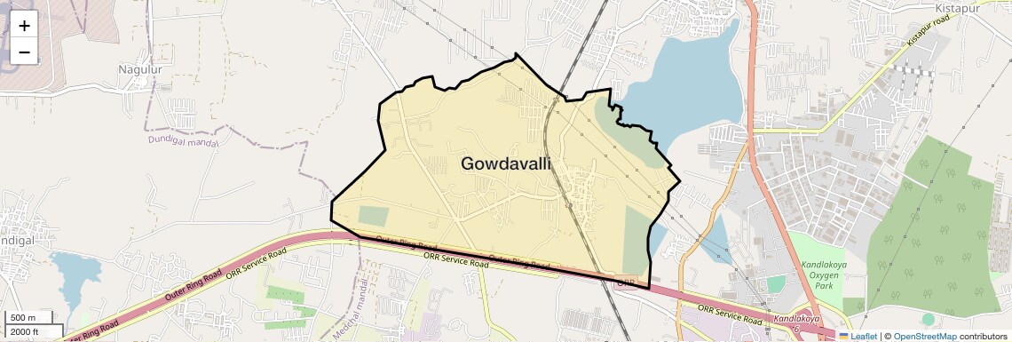 Location Map of Gowdavalli, Hyderabad
