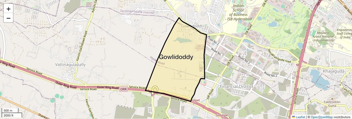 Location Map of Gowlidoddy, Hyderabad