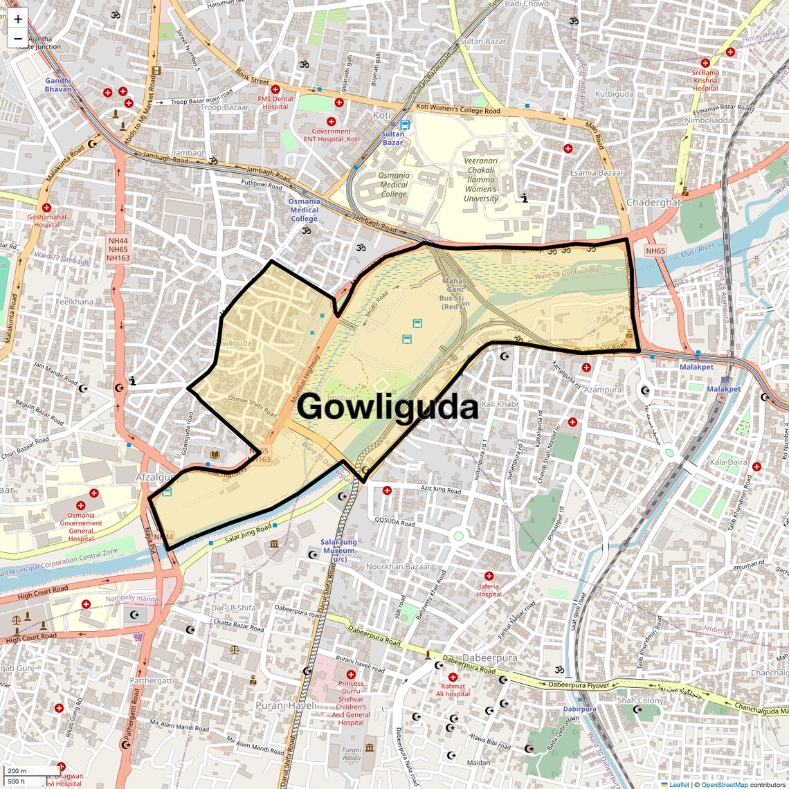Location Map of Gowliguda, Hyderabad