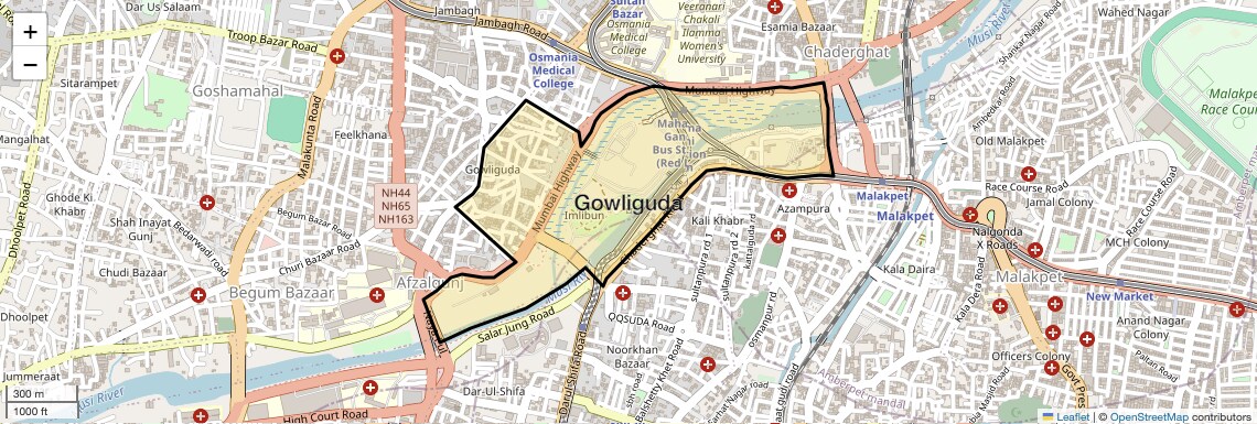 Location Map of Gowliguda, Hyderabad