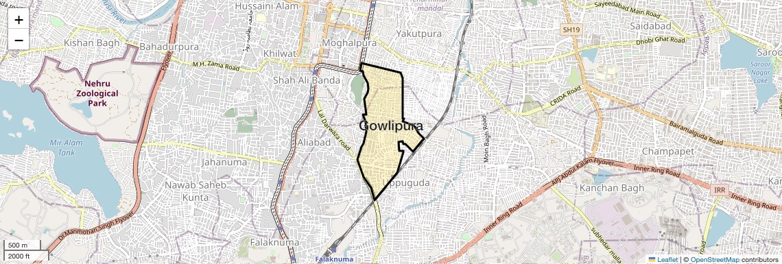 Location Map of Gowlipura, Hyderabad