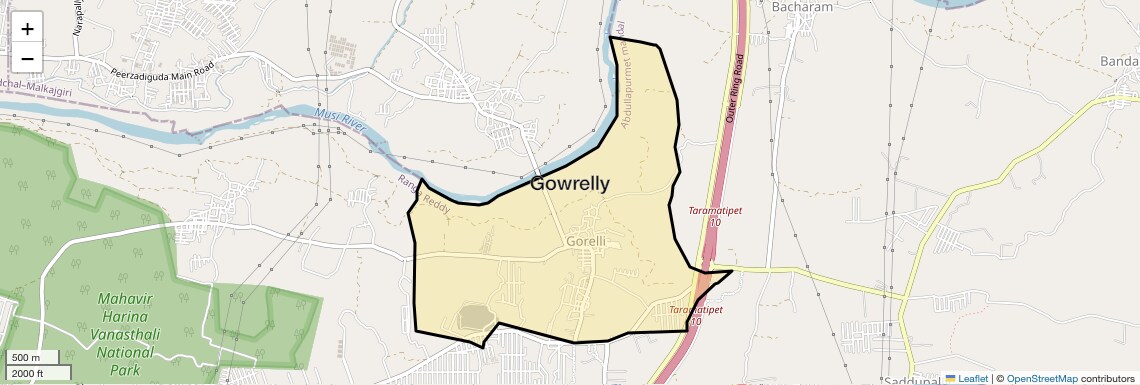 Location Map of Gowrelly, Hyderabad