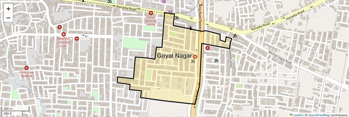 Location Map of Goyal Nagar, Indore
