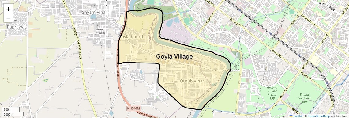 Location Map of Goyla Village, Delhi