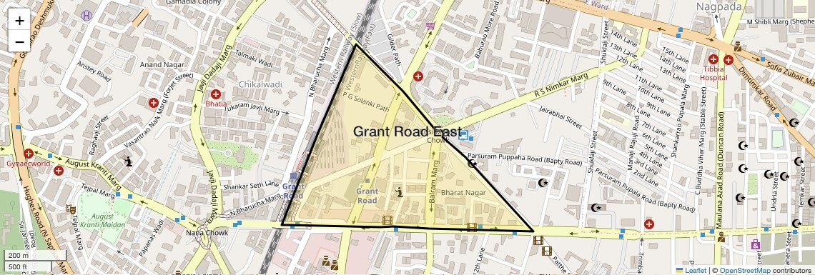 Location Map of Grant Road East, Mumbai