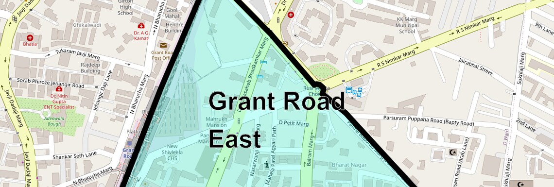 Location Map of Grant Road East, Mumbai