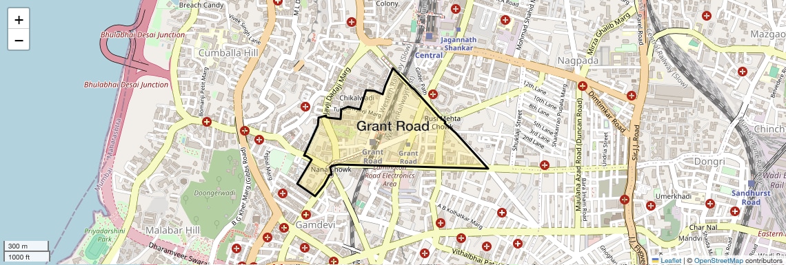 Location Map of Grant Road, Mumbai