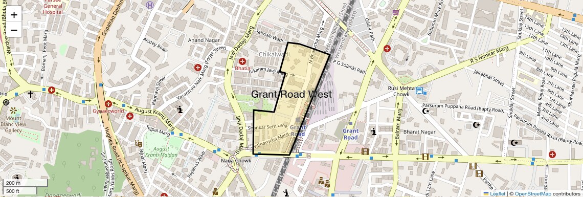 Location Map of Grant Road West, Mumbai