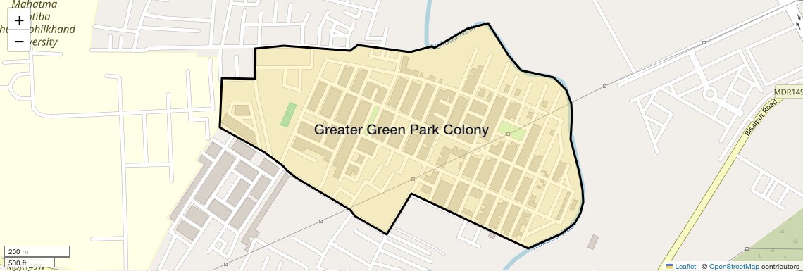 Location Map of Greater Green Park Colony, Bareilly