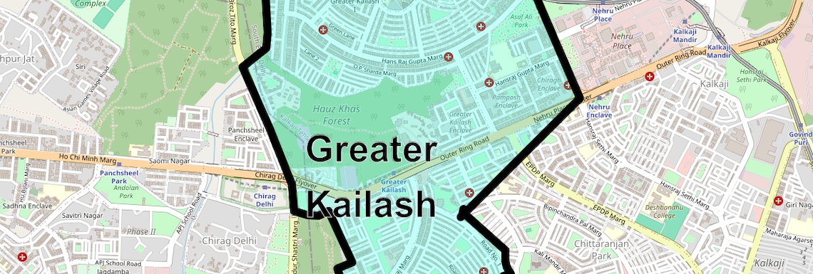 Location Map of Greater Kailash, Delhi