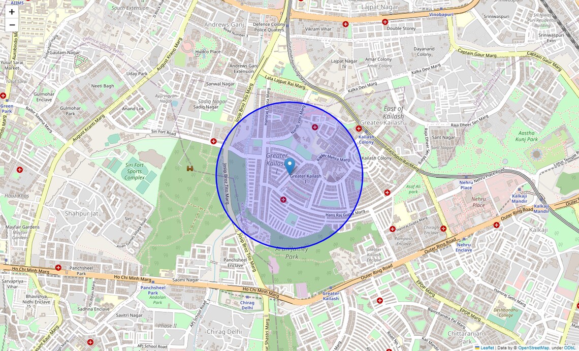 Location Map of Greater Kailash I, Delhi