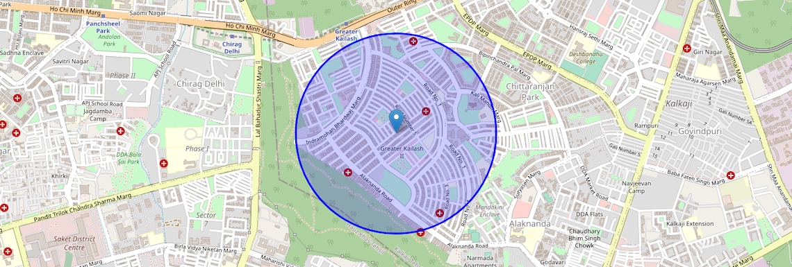 Location Map of Greater Kailash ii, Delhi