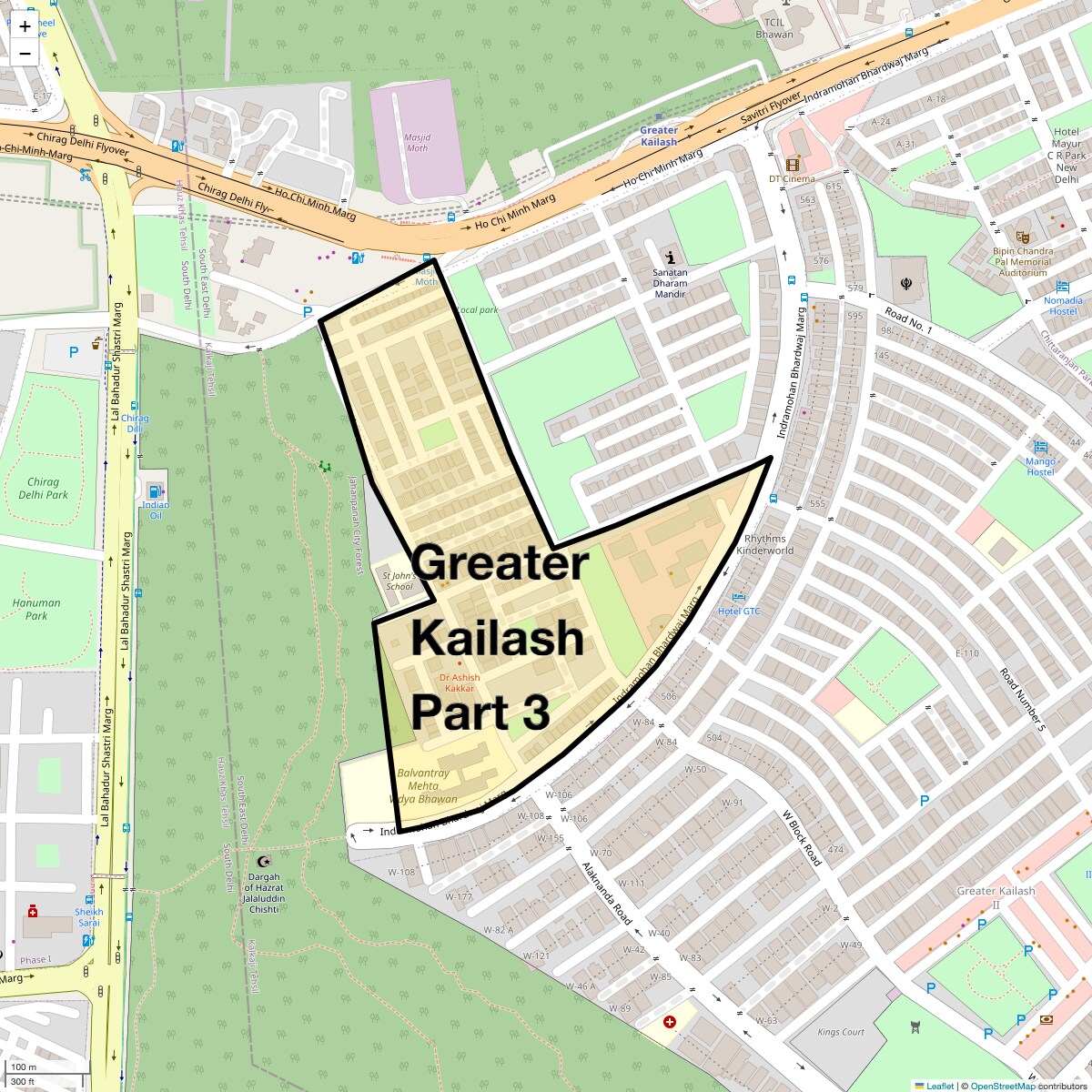 Location Map of Greater Kailash Part 3, Delhi
