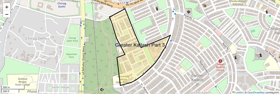 Location Map of Greater Kailash Part 3, Delhi