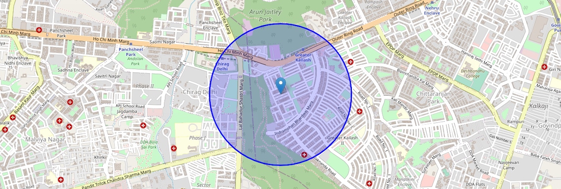 Location Map of Greater Kailash Part 3, Delhi