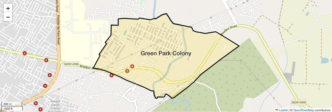 Location Map of Green Park Colony, Bareilly