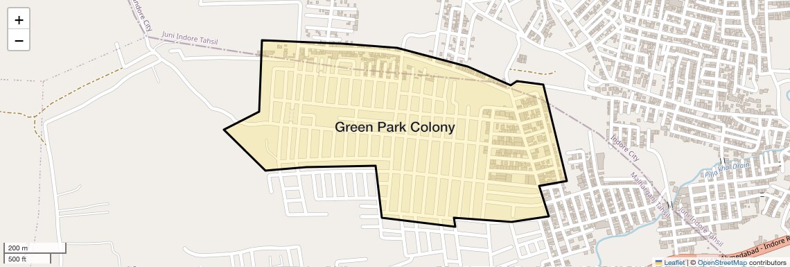 Location Map of Green Park Colony, Indore