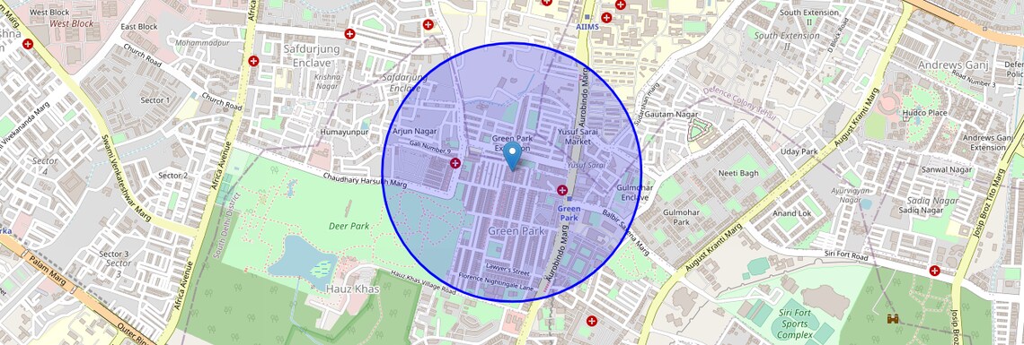 Location Map of Green Park Extension, Delhi