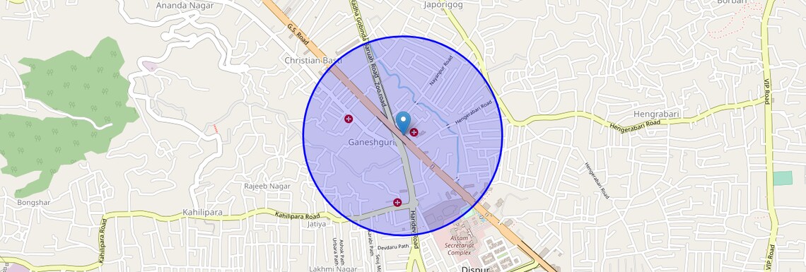 Location Map of GS Road, Guwahati