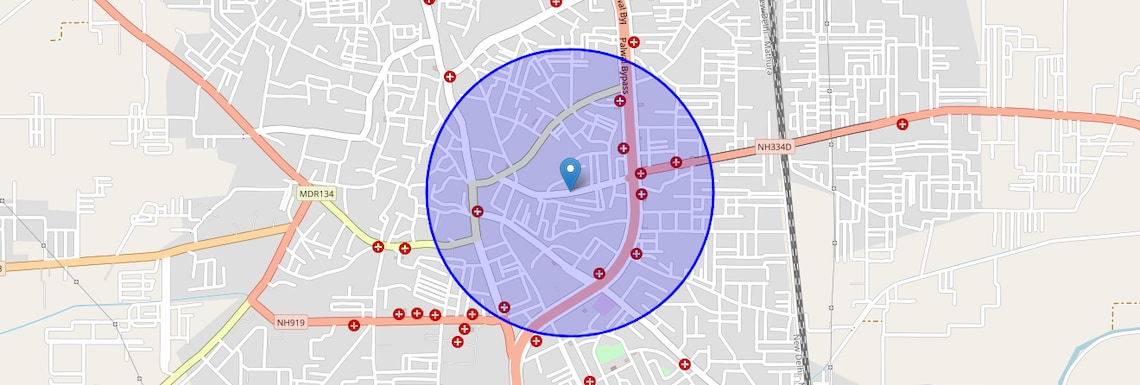 Location Map of Gt Road, Faridabad