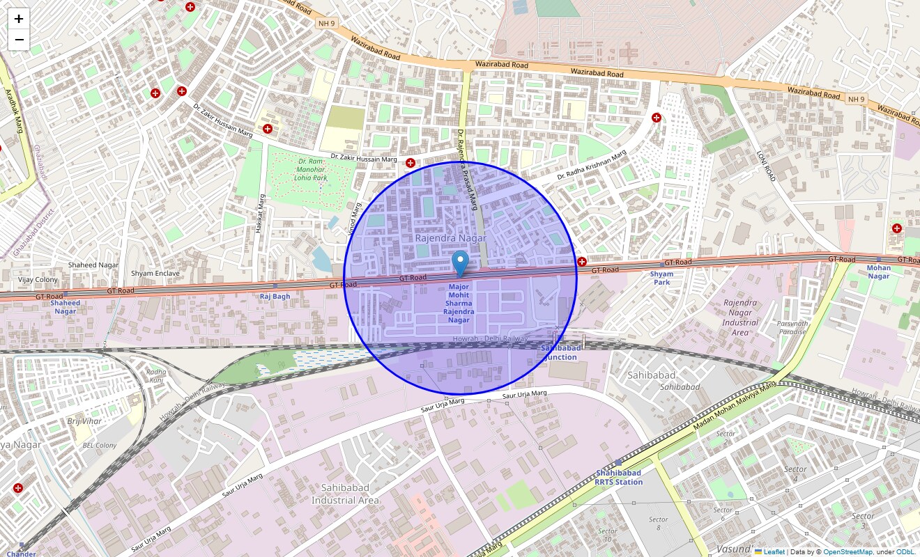 Location Map of Gt Road, Ghaziabad