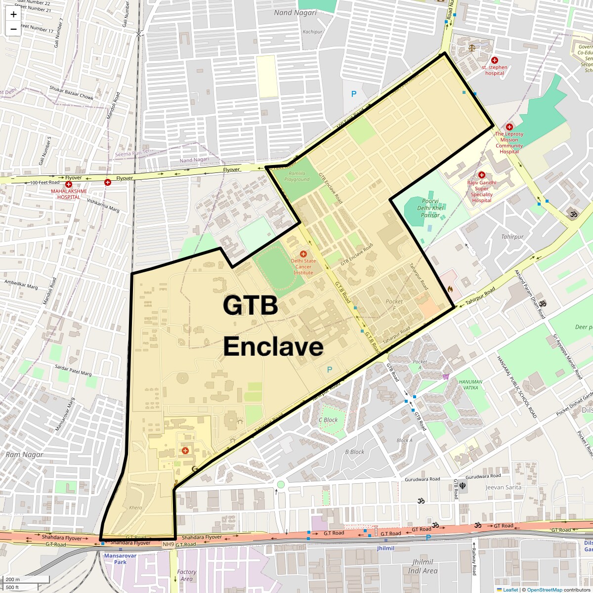 Location Map of Gtb Enclave, Delhi