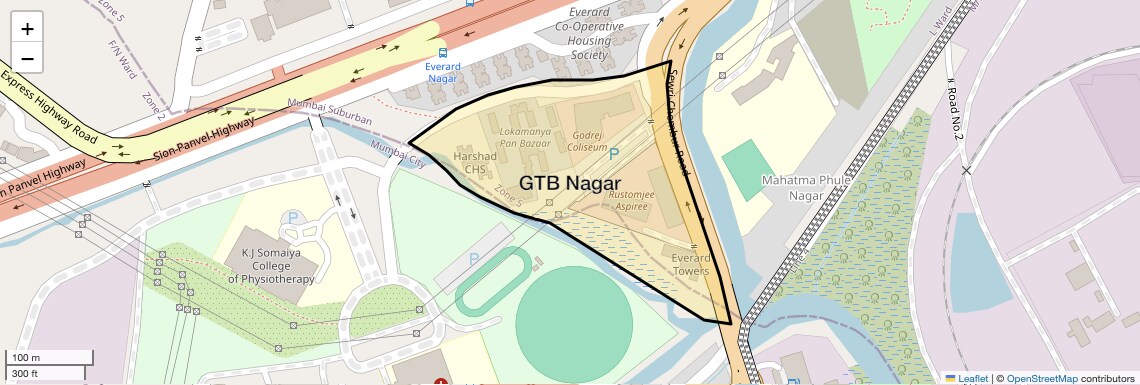 Location Map of GTB Nagar, Mumbai