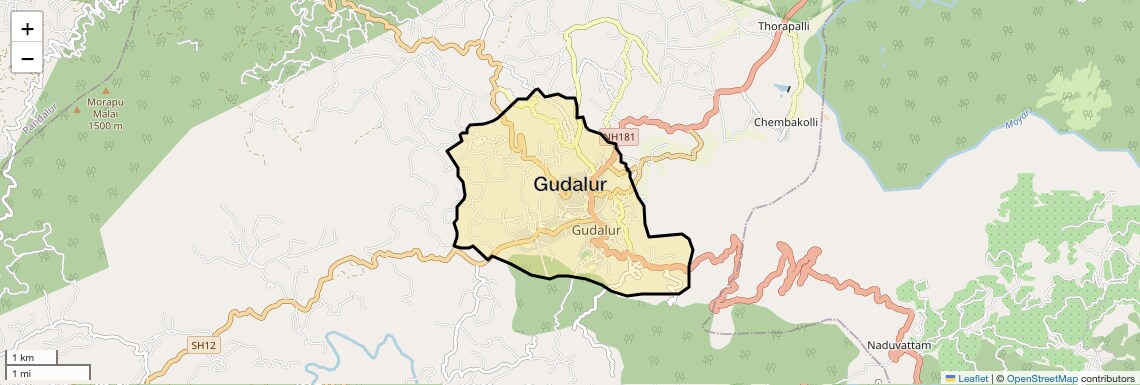 Location Map of Gudalur, Coimbatore