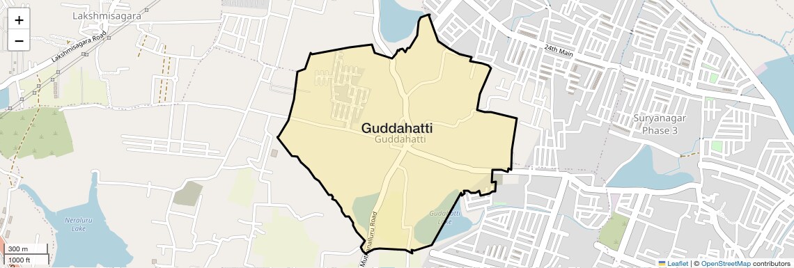 Location Map of Guddahatti, Bangalore