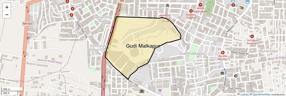 Location Map of Gudi Malkapur, Hyderabad