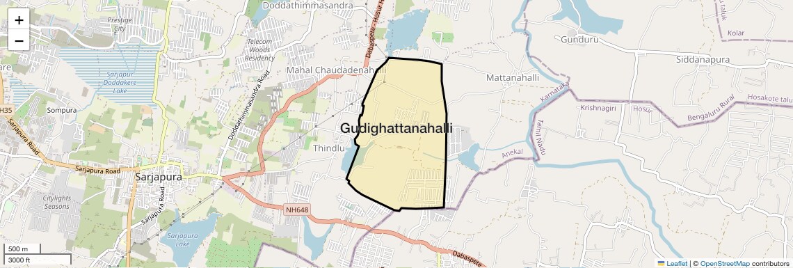 Location Map of Gudighattanahalli, Bangalore