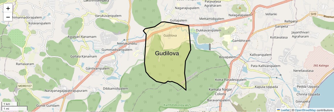 Location Map of Gudilova, Vizag
