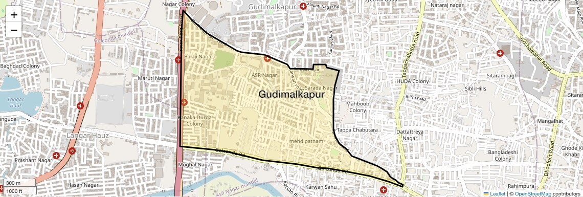 Location Map of Gudimalkapur, Hyderabad